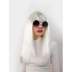 Mey İthalat® Beyaz Renk Uzun Düz Parti Peruğu