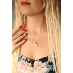 Mey İthalat® Beyaz Sedefli Kelebek Figürlü Kadın Kolye