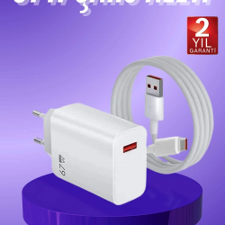 Mey İthalat® Beyaz Ultra Plus Hızlı Şarj Seti Şarj Adaptörü ve Kablosu 67W