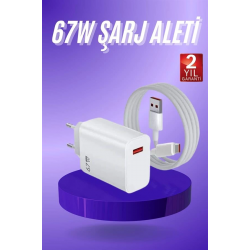 Mey İthalat® Beyaz Ultra Plus Hızlı Şarj Seti Şarj Adaptörü ve Kablosu 67W