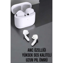 Mey İthalat® Beyaz Yeni Nesil Pro Bluetooth Kulaklık Yüksek Ses Kaliteli ANC Özelliği
