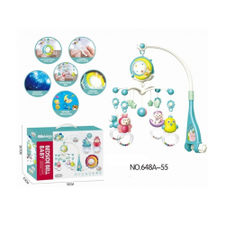 Mey İthalat® BIB-648A-55 -Işıklı Müzikli Kumandalı Mavi Bebek Dönencesi