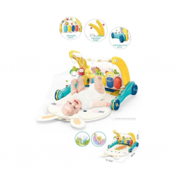 Mey İthalat® BIB6015 -Piyanolu 2 in 1 Bebek Yürüteci ve Tavşan Desenli Mavi Oyun Halısı