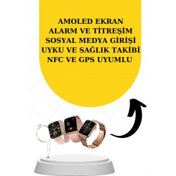 Mey İthalat® Bileklikli Amoled Ekran Akıllı Saat ve Dijital Göstergeli Kablosuz Bluetooth Kulaklık ANC/ ENC