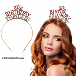 Mey İthalat® Birthday Princess Kristal Taç – Rose Gold Kaplama