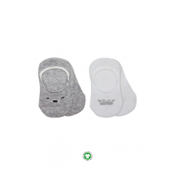 Mey İthalat®   2'Li Babet Cute Face Penye Çorap 30103 Gri Beyaz