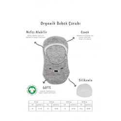 Mey İthalat®   2'Li Babet Cute Face Penye Çorap 30103 Gri Beyaz