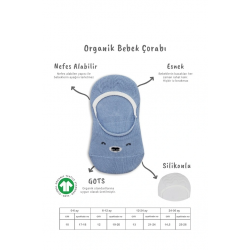 Mey İthalat®   2'Li Babet Cute Face Penye Çorap 30103 Mavi-Beyaz