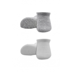 Mey İthalat®   2'Li Sneakers Kaymaz Basic Penye Çorap 20103 Gri Beyaz