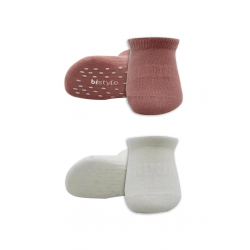 Mey İthalat®   2'Li Sneakers Kaymaz Colours Penye Çorap 20104 Ekru Pudra