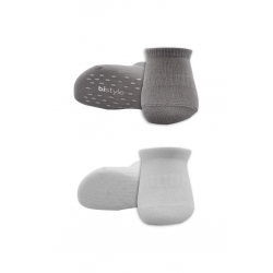 Mey İthalat®   2'Li Sneakers Kaymaz Colours Penye Çorap 20104 Gri Beyaz