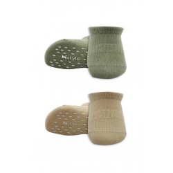 Mey İthalat®   2'Li Sneakers Kaymaz Colours Penye Çorap 20104 Nil Bej