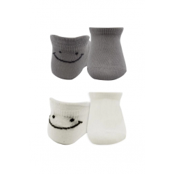 Mey İthalat®   2'Li Sneakers Smile Penye Çorap 20106 Gri Ekru