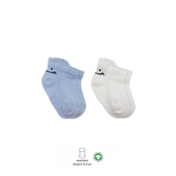Mey İthalat®   2'Li Sneakers Smile Penye Çorap 20106 Mavi Ekru