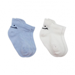 Mey İthalat®   2'Li Sneakers Smile Penye Çorap 20106 Mavi Ekru