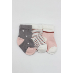 Mey İthalat®   3'Lü Penye Kız Soket Çorap 10112 Gri