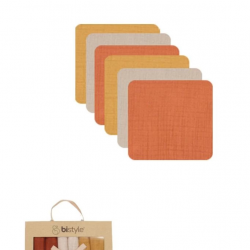 Mey İthalat® 6'lı Müslin Mendil 20x20 cm 90106 Kiremit Bej Hardal