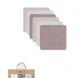 Mey İthalat® 6'lı Müslin Mendil 20x20 cm 90106 Taş Ekru Antrasit