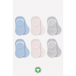 Mey İthalat®   6'Lı Silikonlu Babet Penye Çorap 30101 Mavi Ekru Gri