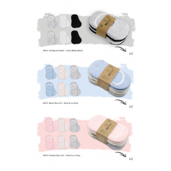 Mey İthalat®   6'Lı Silikonlu Babet Penye Çorap 30101 Mavi Ekru Gri