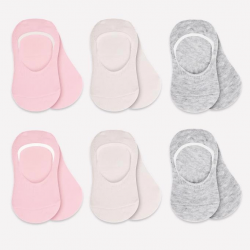 Mey İthalat®   6'Lı Silikonlu Babet Penye Çorap 30101 Pembe Ekru Gri