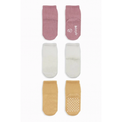 Mey İthalat®   Basic Kaymaz Penye Soket Çorap 3'Lü BS10107 Pudra Ekru Somon