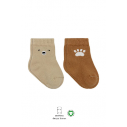 Mey İthalat®  Bear Penye Soket Çorap 2'Li BS10116 Bej