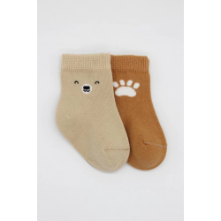 Mey İthalat®  Bear Penye Soket Çorap 2'Li BS10116 Bej
