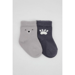 Mey İthalat®  Bear Penye Soket Çorap 2'Li BS10116 Gri