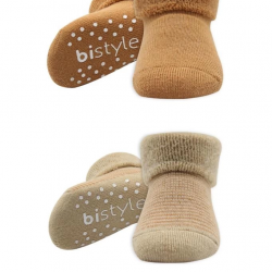 Mey İthalat®   2'Li Çemberli Kaymaz Havlu Soket Çorap 10503 Bej-Hardal