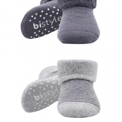 Mey İthalat®   2'Li Çemberli Kaymaz Havlu Soket Çorap 10503 Gri-Antrasit