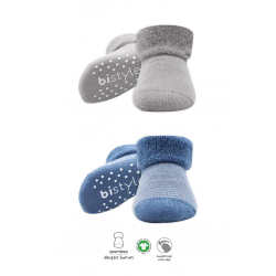 Mey İthalat®   2'Li Çemberli Kaymaz Havlu Soket Çorap 10503 İndigo Gri