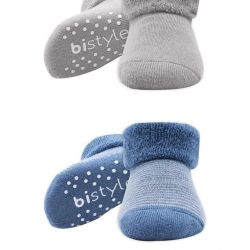 Mey İthalat®   2'Li Çemberli Kaymaz Havlu Soket Çorap 10503 İndigo Gri