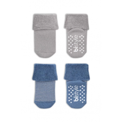 Mey İthalat®   2'Li Çemberli Kaymaz Havlu Soket Çorap 10503 İndigo Gri