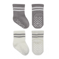 Mey İthalat®   Çemberli Kaymaz Soket Çorap 2'Li BS10125 Gri Ekru