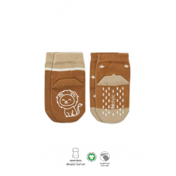 Mey İthalat®   Hayvan Figürlü Kaymaz Erkek Soket Çorap 2'Li BS10119 Hardal