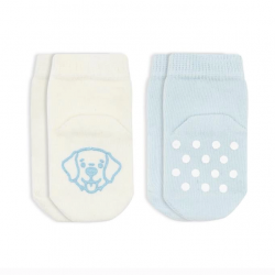 Mey İthalat®   2'Li Hayvan Figürlü Kaymaz Soket Çorap 10104 Mavi Ekru