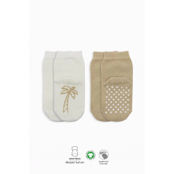 Mey İthalat®   2'Li Meyve Figürlü Kaymaz Soket Çorap 10105 Bej Ekru