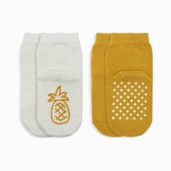 Mey İthalat®   2'Li Meyve Figürlü Kaymaz Soket Çorap 10105 Ekru Hardal