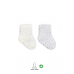 Mey İthalat®   Puan Derby Penye Soket Çorap 2'Li BS10103 Gri Ekru