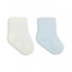 Mey İthalat®   Puan Derby Penye Soket Çorap 2'Li BS10103 Mavi Ekru