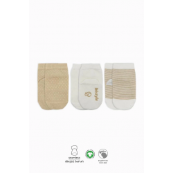 Mey İthalat®  Puanlı Kaymaz Penye Soket Çorap 3'Lü BS10108 Bej