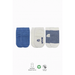 Mey İthalat®  Puanlı Kaymaz Penye Soket Çorap 3'Lü BS10108 İndigo(ADET FİYATIDIR)