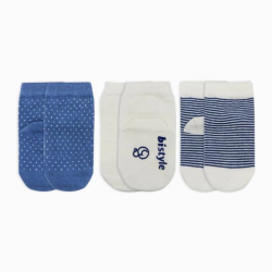 Mey İthalat®  Puanlı Kaymaz Penye Soket Çorap 3'Lü BS10108 İndigo(ADET FİYATIDIR)