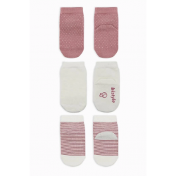 Mey İthalat®  Puanlı Kaymaz Penye Soket Çorap 3'Lü BS10108 Pudra