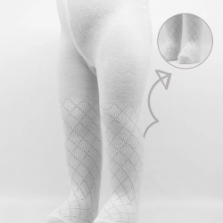 Mey İthalat®   Tekli Ekose Kabartma Penye Külotlu Çorap BS50105 Beyaz