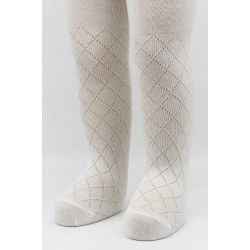 Mey İthalat®   Tekli Ekose Kabartma Penye Külotlu Çorap BS50105 Ekru