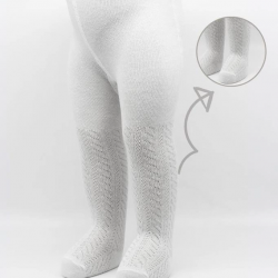 Mey İthalat®   Tekli Zikzak Kabartma Penye Külotlu Çorap BS50108 Beyaz