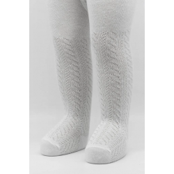 Mey İthalat®   Tekli Zikzak Kabartma Penye Külotlu Çorap BS50108 Beyaz