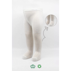 Mey İthalat®   Tekli Zikzak Kabartma Penye Külotlu Çorap BS50108 Ekru